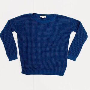 Forever 21 Dark Blue Soft Oversized Waffle Knit Crewneck Sweater